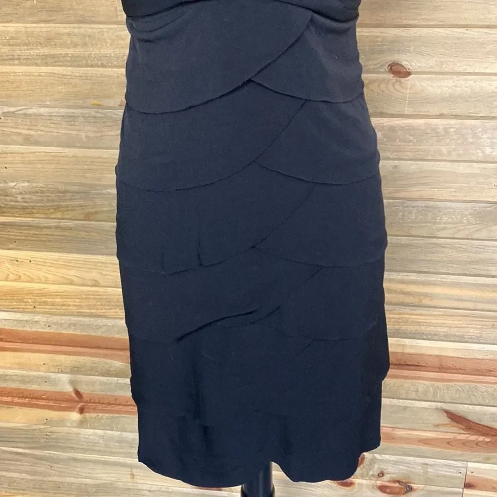 La Belle Black Ruffled Cocktail Dress Size Medium 0743 - Picture 3 of 6